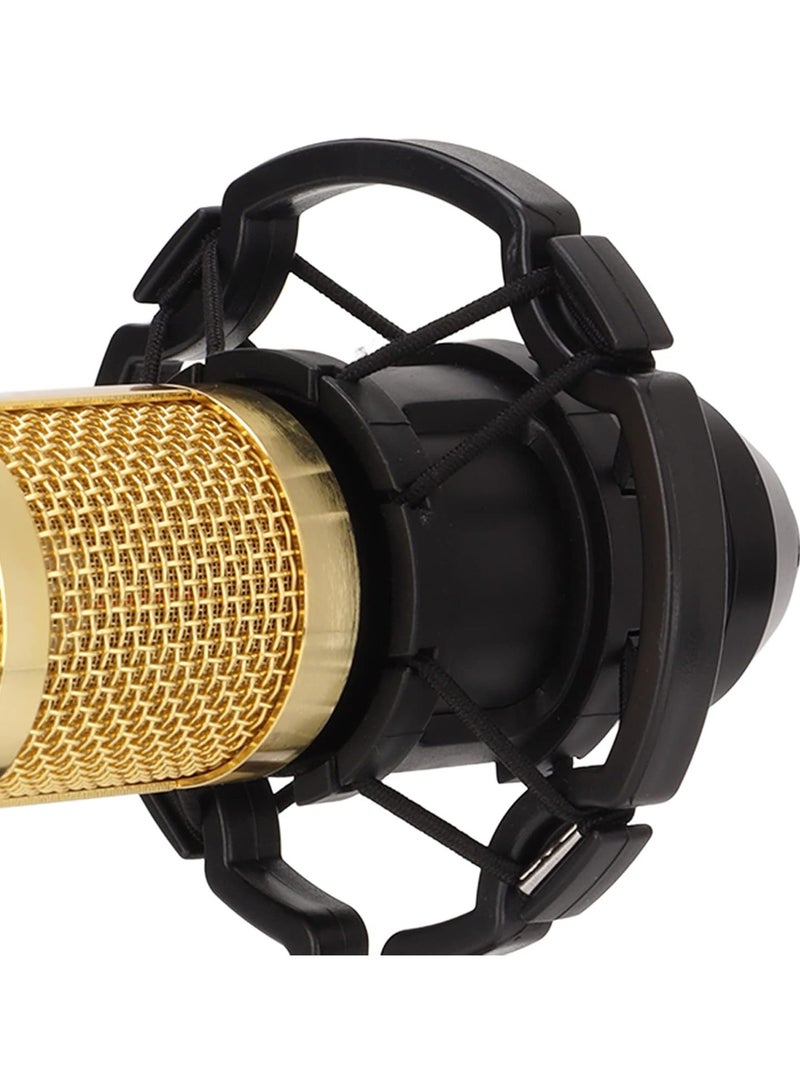 Wired Condenser Microphone, High Output and Low Noise Broadcast Recording Mic, XLR to 3.5mm Microphone with Shockproof Mount, Suitable for Recording Studios