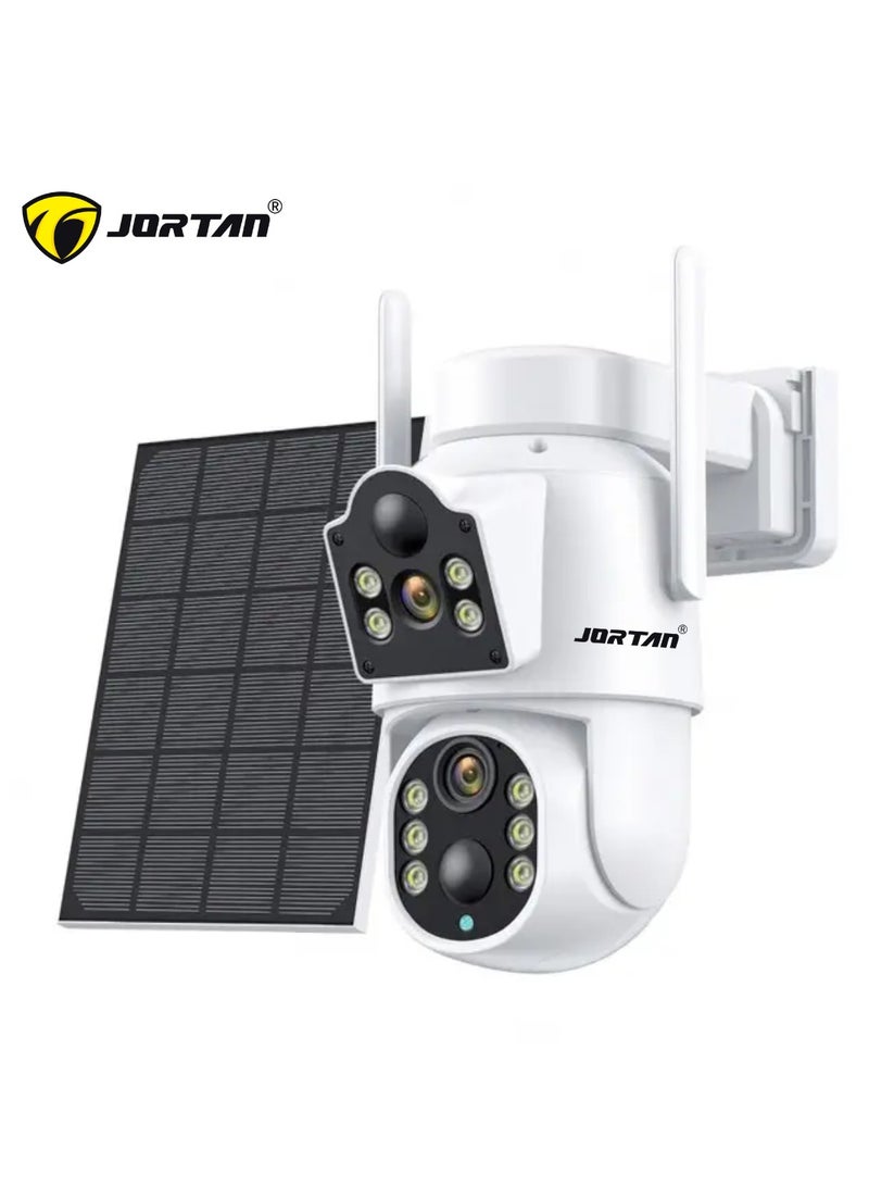 4MP Dual Lens Solar Wi-Fi Security Camera, HD Color Night Vision, IP66 Waterproof, Motion Detection, Motion Tracking, 7800 mAh High Capacity Battery, PTZ Control, Dual Monitoring Solar Outdoor Camera