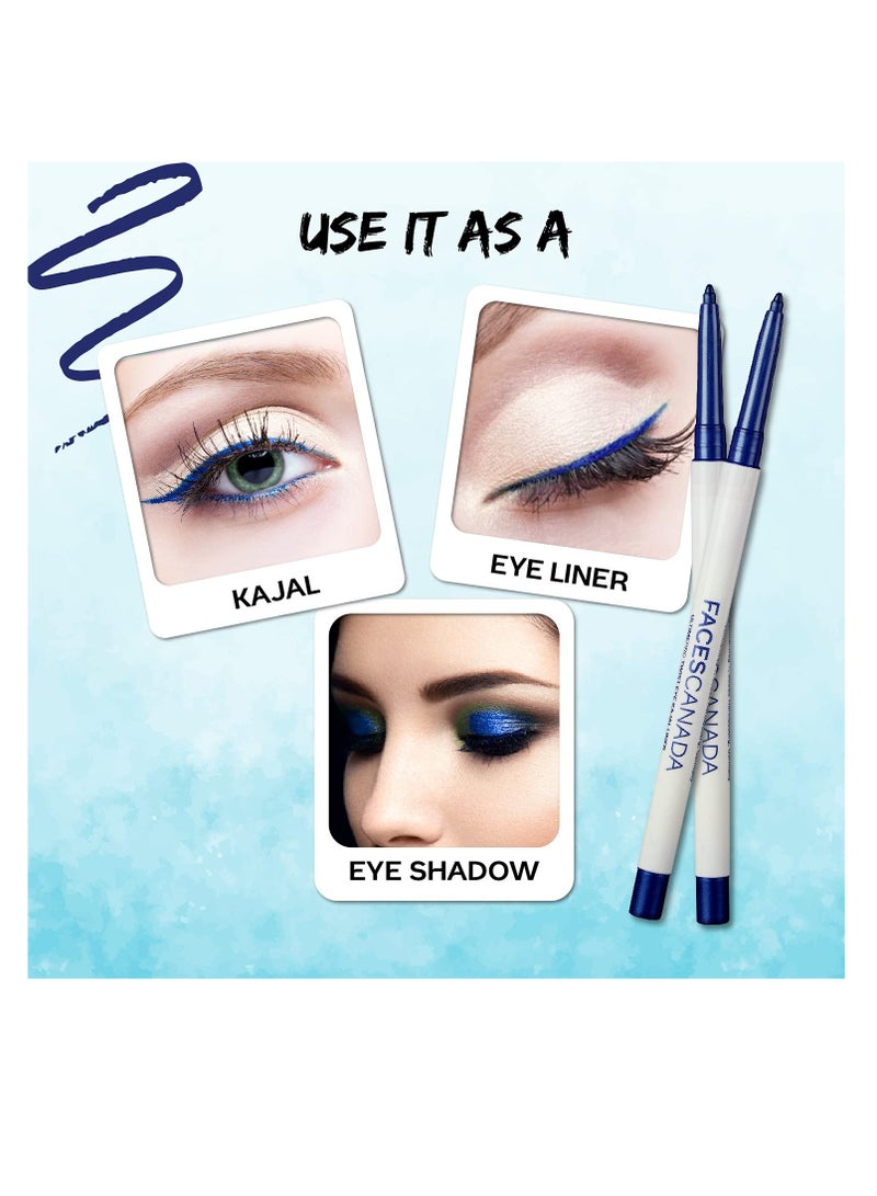 Eye Kajal Liner stick Silver 0.35G High Impact Intense Color In 1 Stroke 24Hr Long Stay Matte Finish Soft Texture Waterproof and Smudgeproof Made With Carnauba Wax