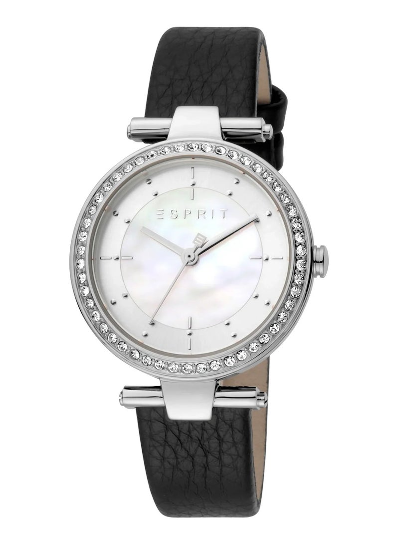 Esprit Stainless Steel Analog Women's Watch With Black Leather Band ES1L153L2015