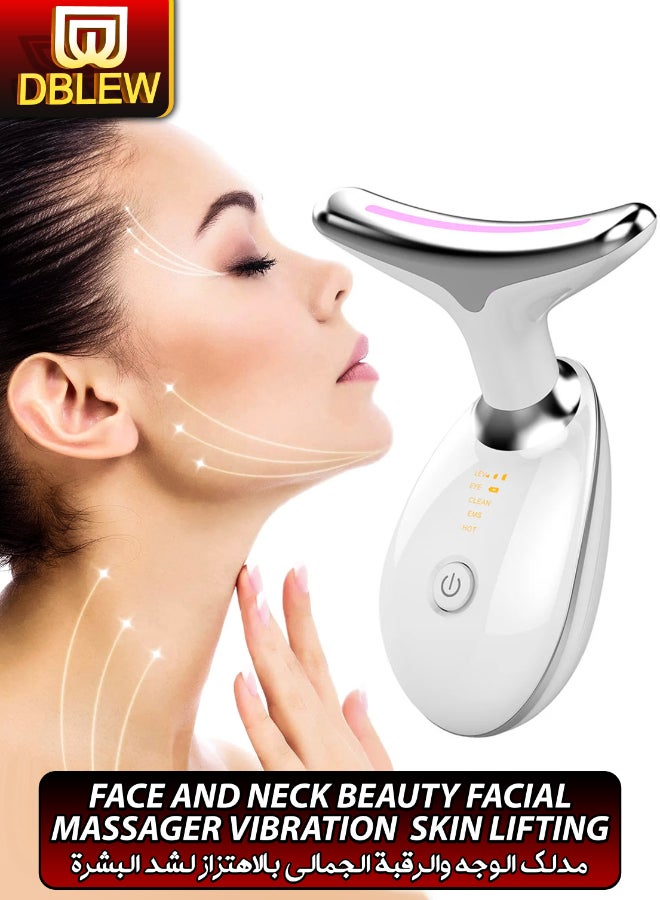 EMS Thermal Neck Massager Face Lifting LED Photon Beauty Device Gua Sha Anti Aging Wrinkle Removal Skin Care Tightening Rejuvenation Tools 3 Modes Red Light Therapy V Shape Firming Sonic Vibration