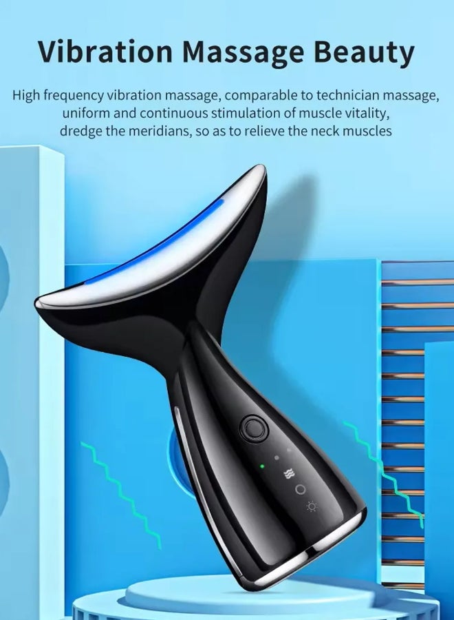 EMS Thermal Neck Massager Face Lifting LED Photon Beauty Device Gua Sha Anti Aging Wrinkle Removal Skin Care Tightening Rejuvenation Tools 3 Modes Red Light Therapy V Shape Firming Sonic Vibration