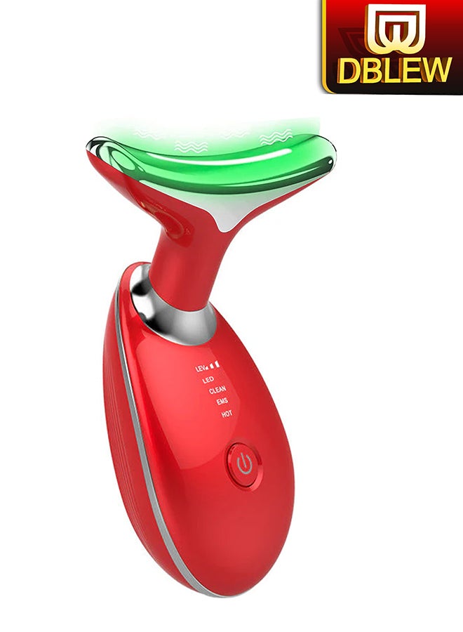 EMS Thermal Neck Massager Face Lifting LED Photon Beauty Device Gua Sha Anti Aging Wrinkle Removal Skin Care Tightening Rejuvenation Tools 3 Modes Red Light Therapy V Shape Firming Sonic Vibration