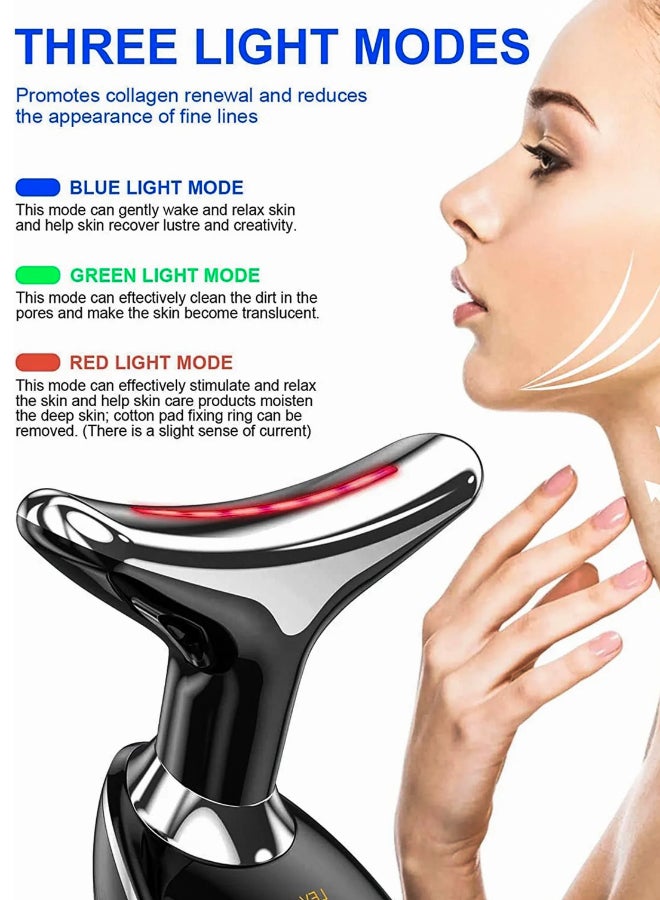 EMS Thermal Neck Massager Face Lifting LED Photon Beauty Device Gua Sha Anti Aging Wrinkle Removal Skin Care Tightening Rejuvenation Tools 3 Modes Red Light Therapy V Shape Firming Sonic Vibration