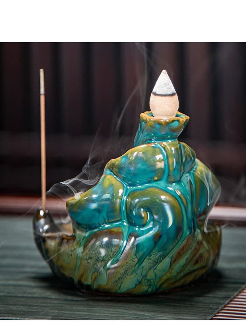 Incense Burner, Waterfall Incense Burner, Ceramic Backflow Lotus Incense Holder, Home Decor Aromatherapy Ornament for Desk, Unique Gifts for Women Men