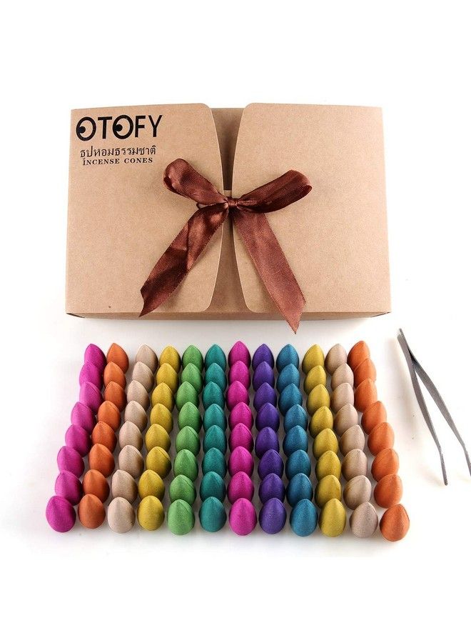 Backflow Incense Cones 180 Pcs Of 100% Natural Scents Waterfall Incense Rose Tulip Jasmine Lavender Gardenia For Backflow Incense Burner Holder Natural ; Meditation & Yoga Gift