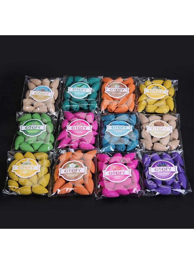 Backflow Incense Cones 180 Pcs Of 100% Natural Scents Waterfall Incense Rose Tulip Jasmine Lavender Gardenia For Backflow Incense Burner Holder Natural ; Meditation & Yoga Gift