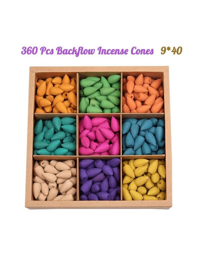 Backflow Incense Cones 360 Pcs Of 100% Natural Scents Waterfall Incense Rose Tulip Jasmine Lavender Rose For Backflow Incense Burner Holder Natural ; Meditation & Yoga Gift