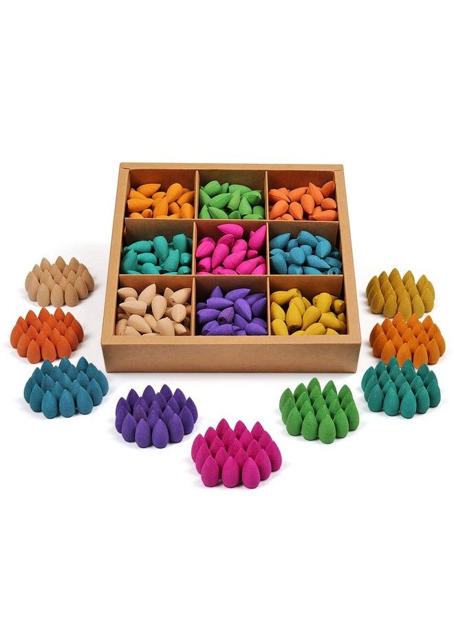 Backflow Incense Cones 360 Pcs Of 100% Natural Scents Waterfall Incense Rose Tulip Jasmine Lavender Rose For Backflow Incense Burner Holder Natural ; Meditation & Yoga Gift