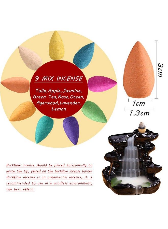 Backflow Incense Cones 360 Pcs Of 100% Natural Scents Waterfall Incense Rose Tulip Jasmine Lavender Rose For Backflow Incense Burner Holder Natural ; Meditation & Yoga Gift