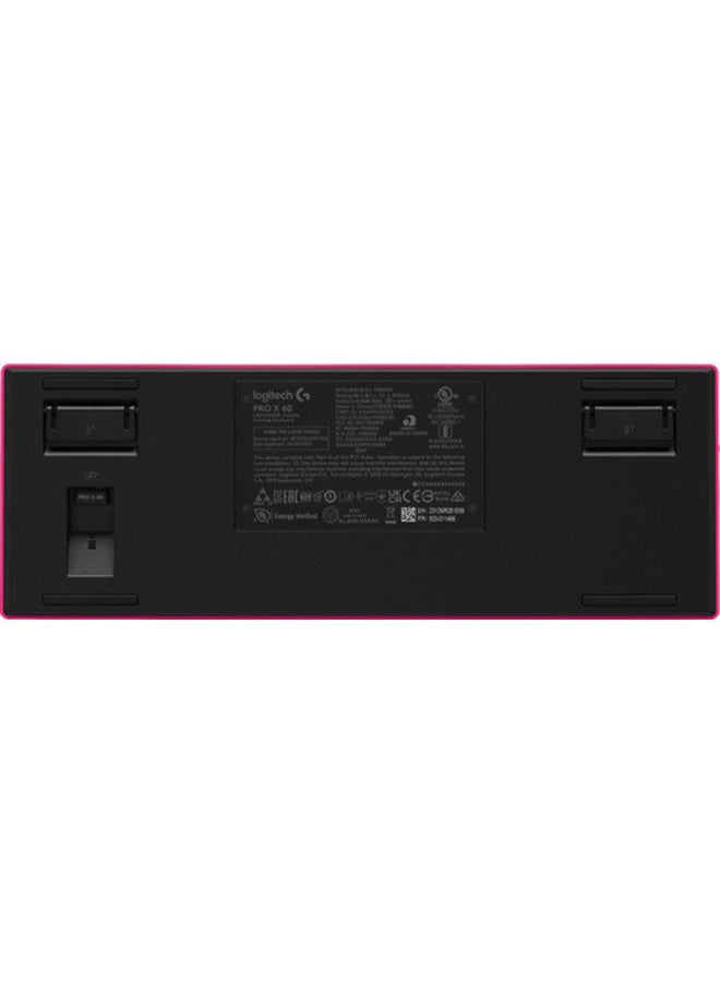 Logitech G PRO X 60 LIGHTSPEED Wireless Gaming Keyboard (Tactile) Magenta