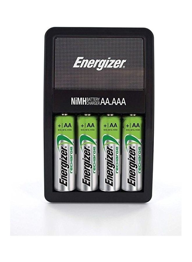 Recharge Value Charger With 4 AA NiMH Rechargeable Batteries Included Black