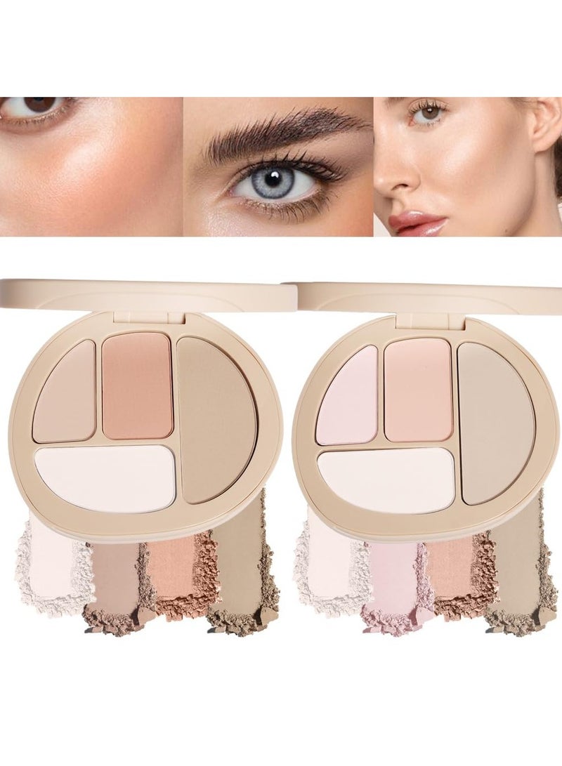 SYOSI 2 Pcs Concealer Contour Palette, 4 Colors Color Correcting Concealer, Long Lasting Foundation Palette for Dark Circles, Red Marks, Scars, Professional Full Coverage Concealer