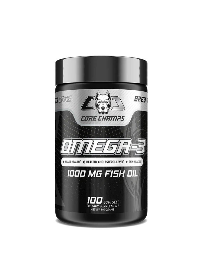 Core Champs Omega-3 1000mg Fish Oil, 100 Soft gels 100 Serving