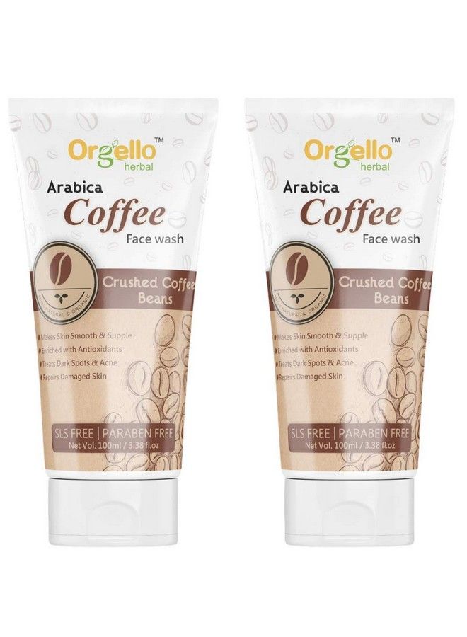 Herbal Crushed Arabica Coffee Beans Scrub Face Wash (2 X 100 Ml) Pack Of 2 I Coffee Face Wash With Scrub For Oil Free & Glowing Skin I Coffee Face Wash For Men Women Girls I Sls Parabens Free