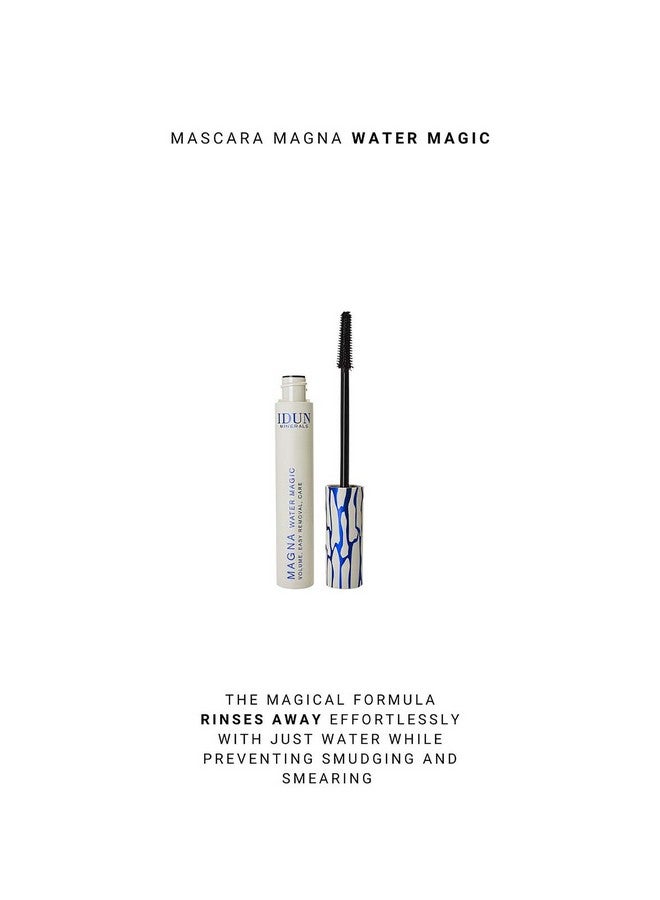 Mascara Magna Water Magic Washable Lash Enhancing Formula For Intense Volume And Curl Precise Rubber Brush Applicator Creamy Smudge Proof Mineral Pigment Formula 0.46 Oz