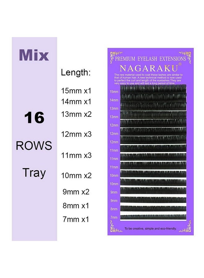 5 Trays Eyelash Extensions Individual Lashes 0.15Mm C Curl 11/12/13/14/15Mm In 1 Pack Classic Matte Black Natural Professional Faux Mink 16 Rows