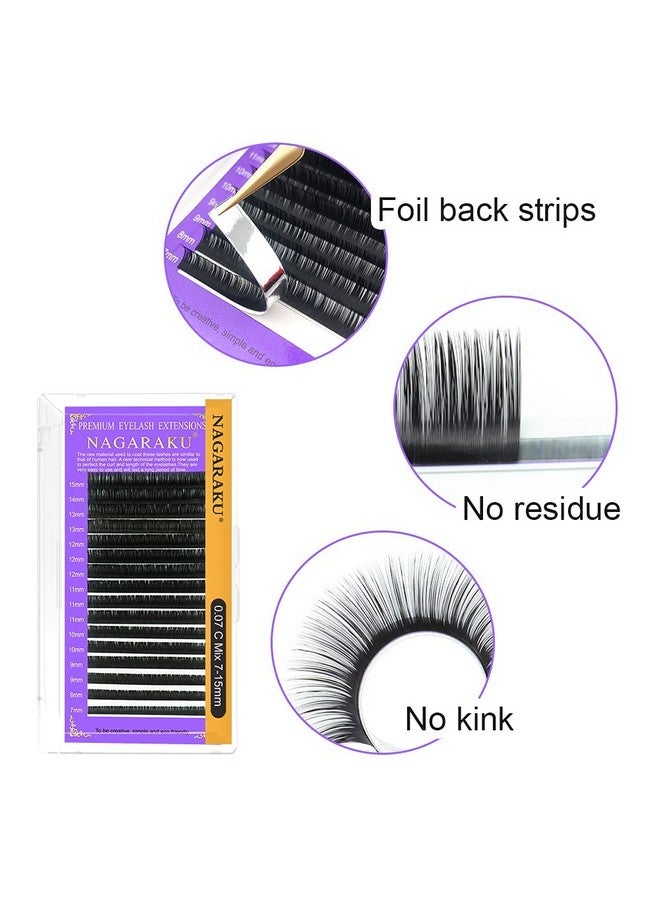 5 Trays Eyelash Extensions Individual Lashes 0.15Mm C Curl 11/12/13/14/15Mm In 1 Pack Classic Matte Black Natural Professional Faux Mink 16 Rows