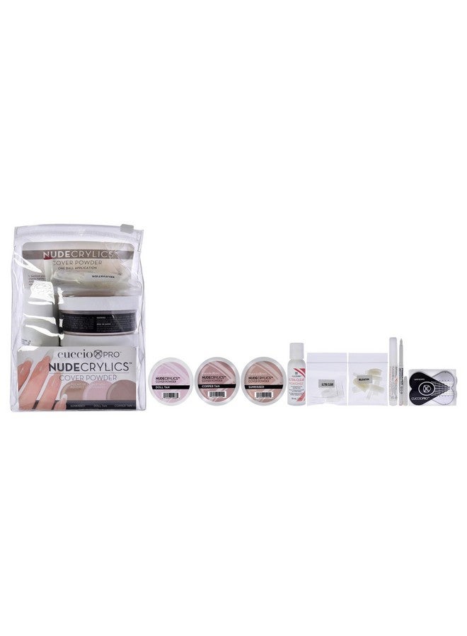 Cuccio Pro Nudecrylics Cover Powder Kit Masks Imperfections And Elongates Nail Beds Get Flawless Sleek Nails Includes 3 Nudecrylics Color Powders Primer Pen Glue Monomer Nail Tips And Forms