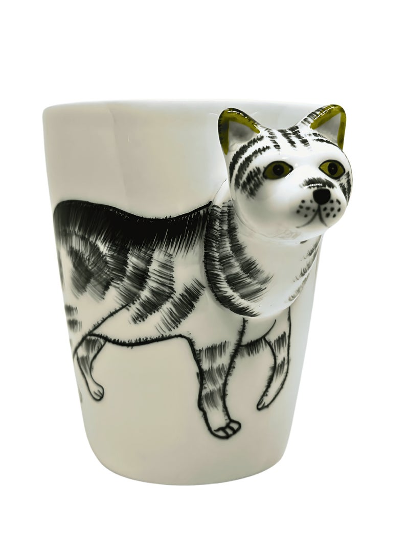 3D Hand Painted Animal Ceramic Coffee Mug Cups Creative Personality Milk Coffee Drinkware Cat Mug