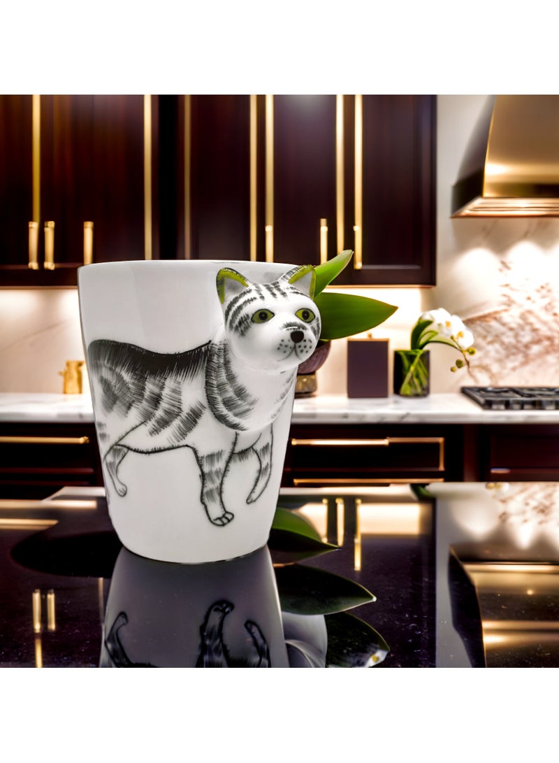 3D Hand Painted Animal Ceramic Coffee Mug Cups Creative Personality Milk Coffee Drinkware Cat Mug