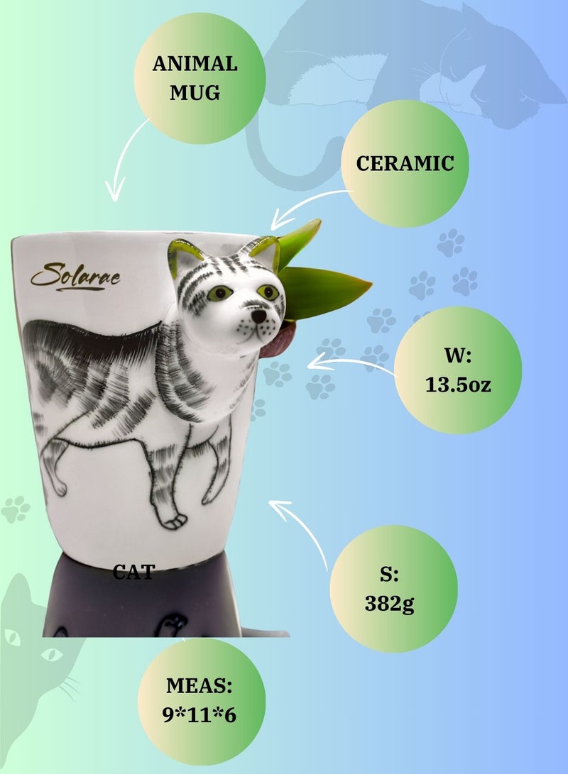 3D Hand Painted Animal Ceramic Coffee Mug Cups Creative Personality Milk Coffee Drinkware Cat Mug