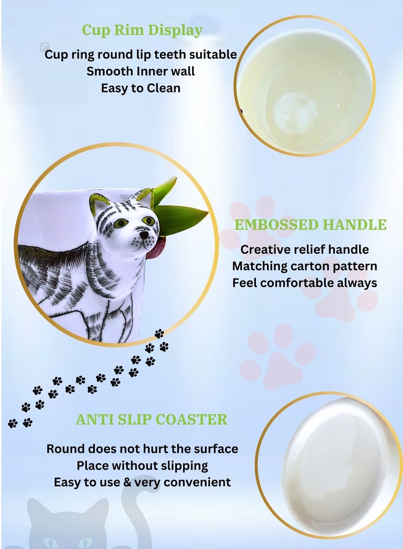 3D Hand Painted Animal Ceramic Coffee Mug Cups Creative Personality Milk Coffee Drinkware Cat Mug