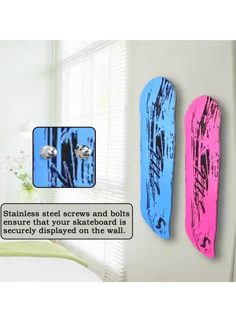 SYOSI 4 Pcs Wall Mount Skateboard Hangers, Durable and Sturdy Metal Skateboard Holder for Skateboard/Snowboard, Wall Mount Skateboard Display Rack for Display and Storage