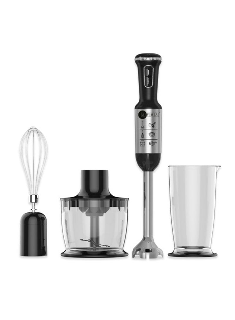 AFRA Japan Hand Blender Set  4 in 1 Stainless Steel 2 Speed, Chopper, Whisk, Mixing Cup With 2 Years Warranty AF-1240BLSSET Silver