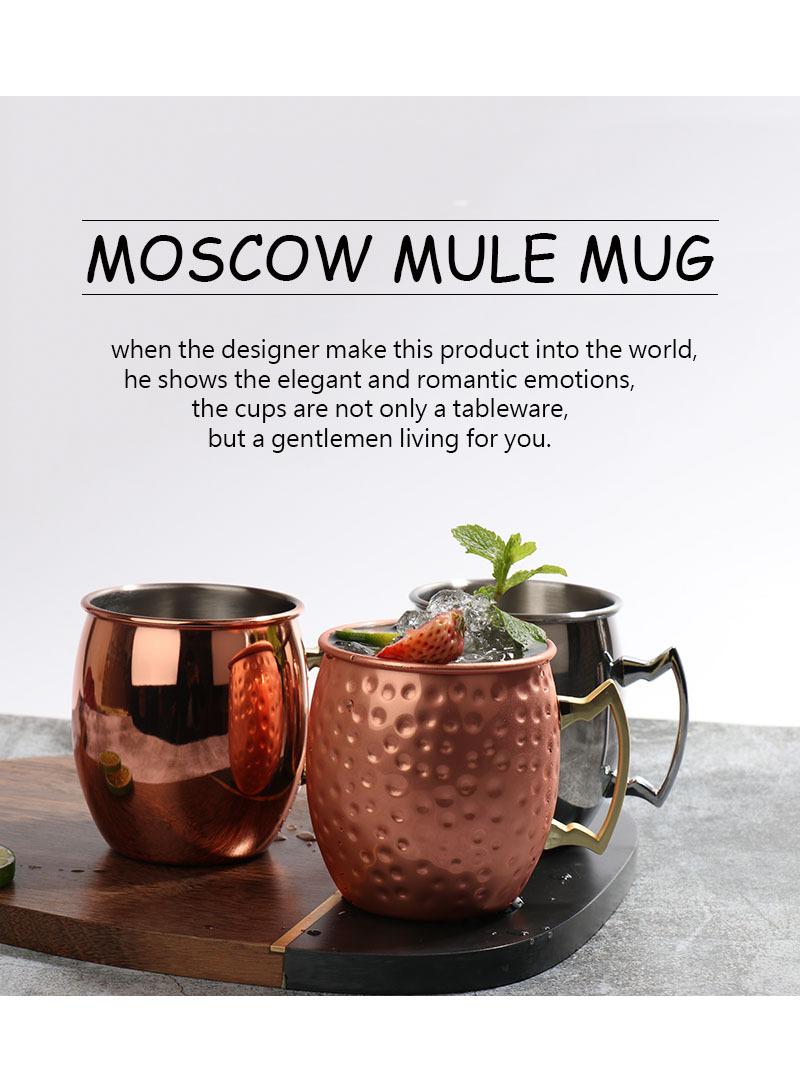 1-Pieces Moscow Mule Cup Stainless Steel Copper Hammered Cups Ice Drinking Cup Rose Gold-C 530ml