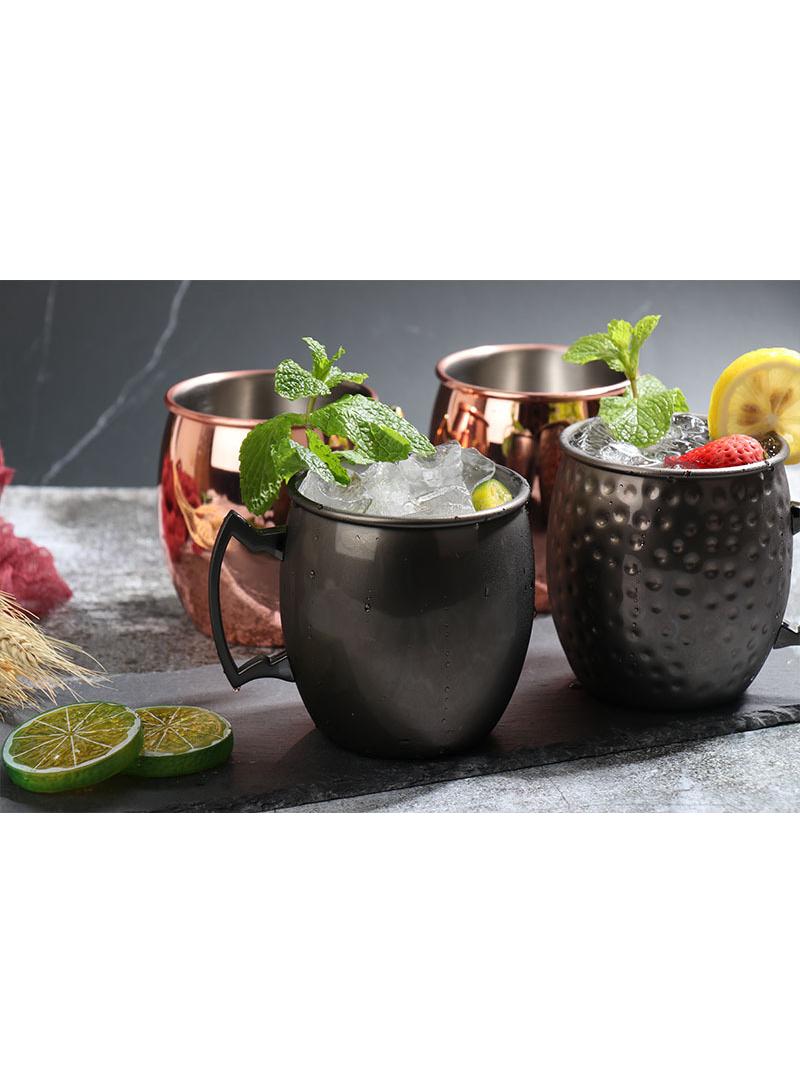 1-Pieces Moscow Mule Cup Stainless Steel Copper Hammered Cups Ice Drinking Cup Brown-B 700ml