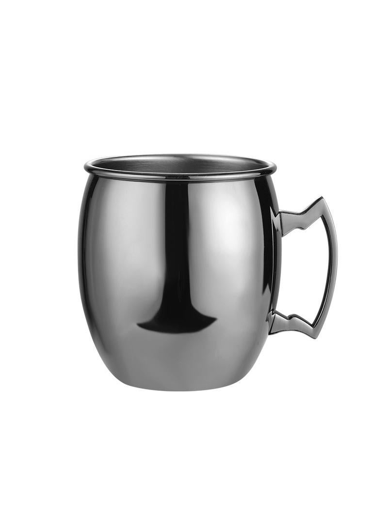1-Pieces Moscow Mule Cup Stainless Steel Copper Hammered Cups Ice Drinking Cup Black-B 530ml