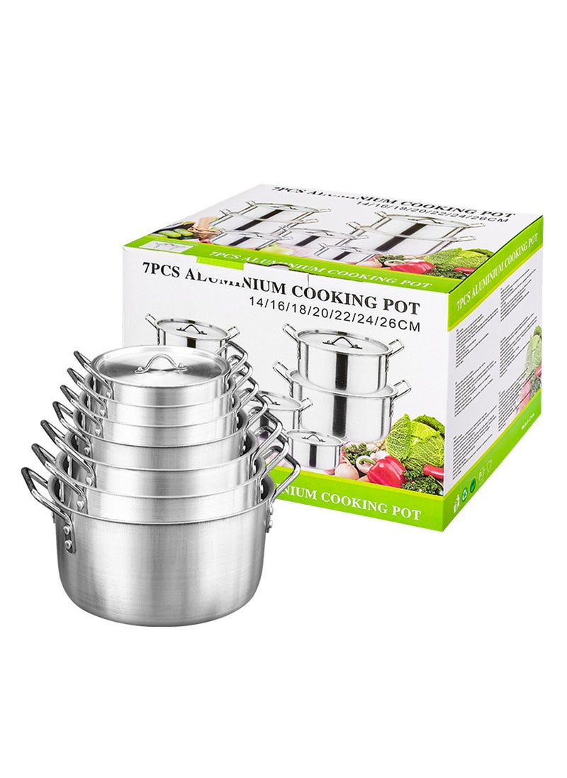 7 Piece Aluminum Kitchen Stock Pot and Pot Set