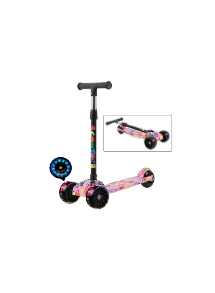 Tri Flash Wheel Graffiti Foldable And Adjustable Kids Scooter 5cm