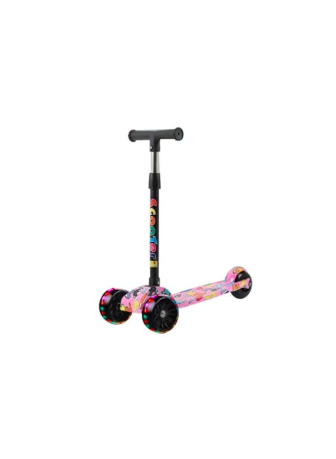 Tri Flash Wheel Graffiti Foldable And Adjustable Kids Scooter 5cm