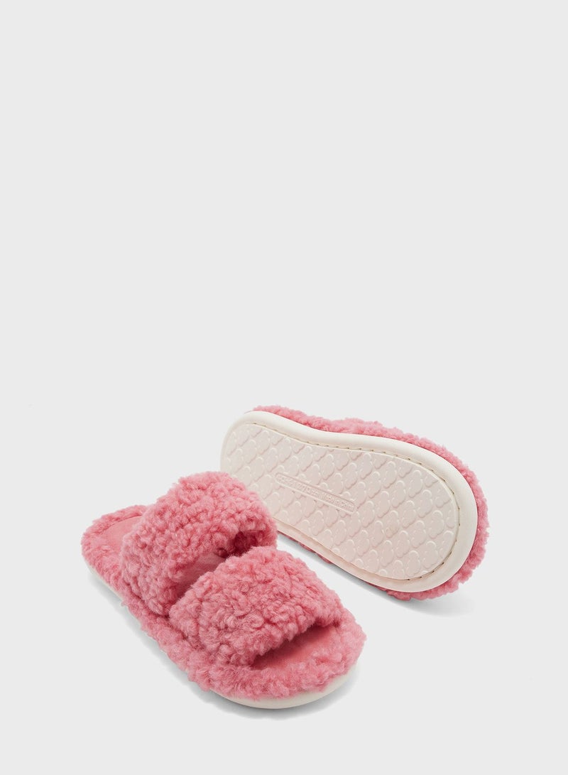 Teddy Double Strap Ladies Slipper