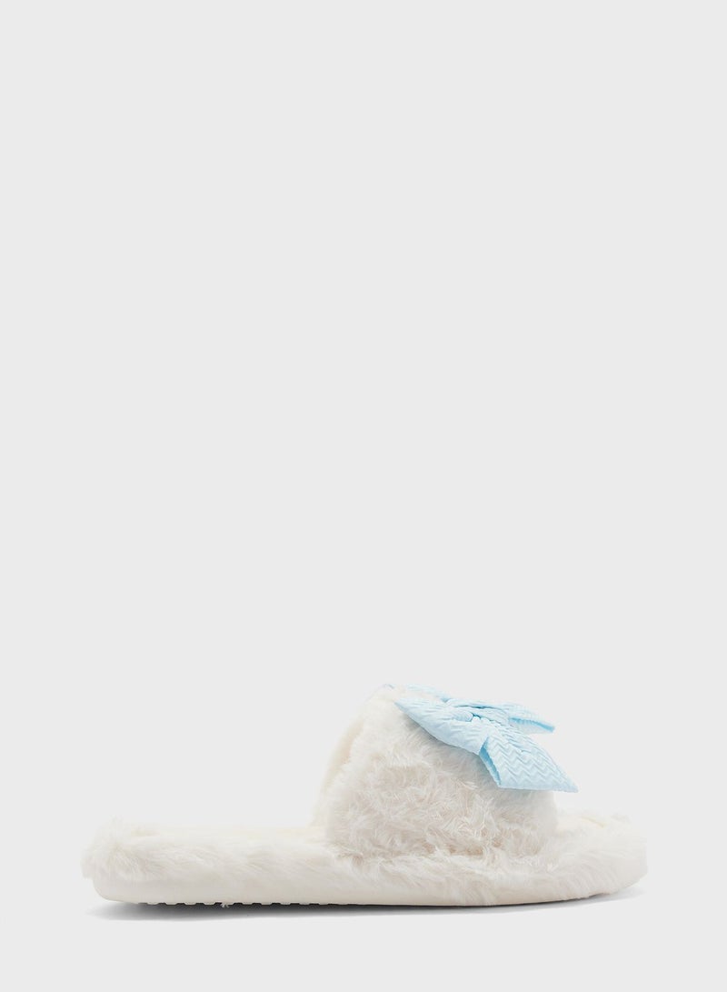 Fluffy Bedroom Slipper With Bow