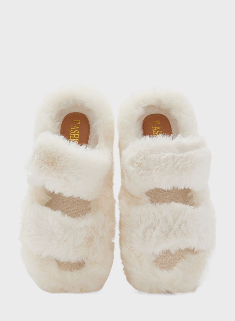 Platform Double Strap Bedroom Slipper