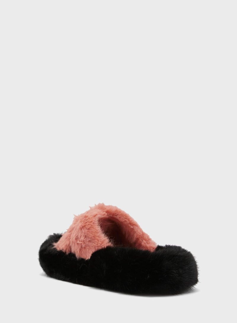 Platform Double Strap Bedroom Slipper