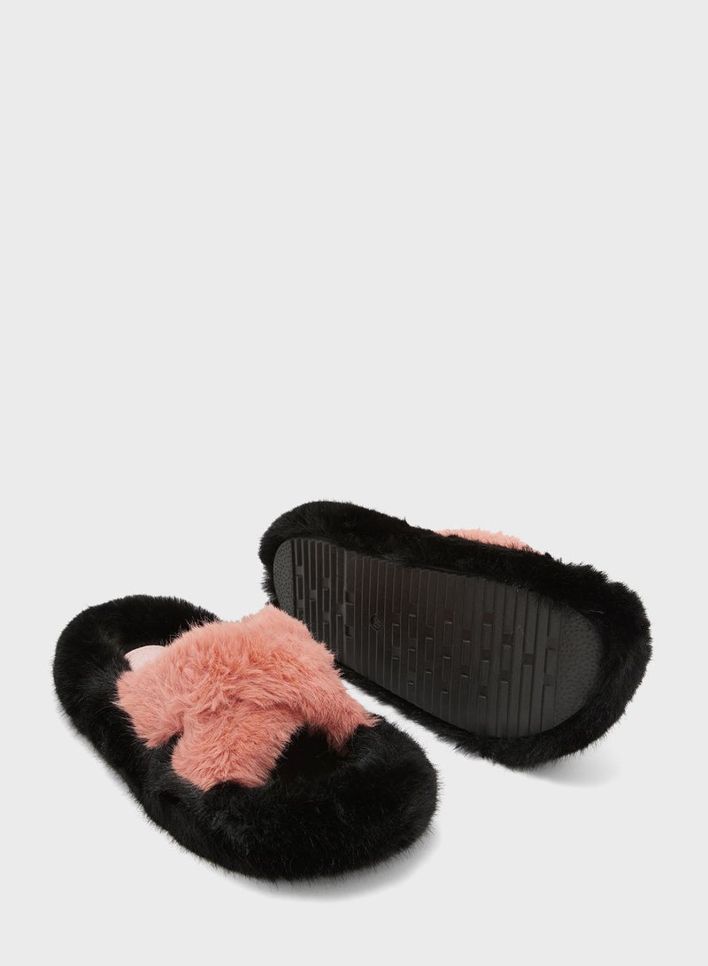 Platform Double Strap Bedroom Slipper