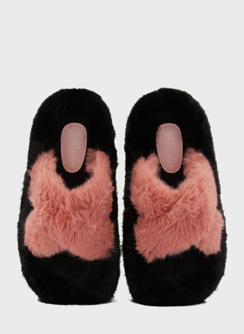 Platform Double Strap Bedroom Slipper