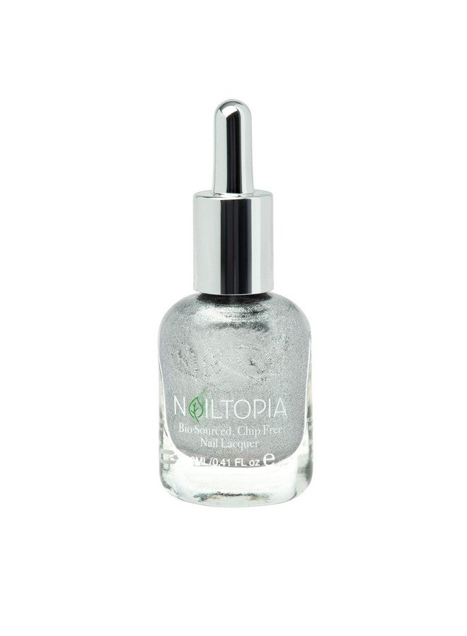 Plantbased Chip Free Nail Lacquer Non Toxic Biosourced Longlasting Strengthening Polish Dynasty (Shimmer Silver) 0.41Oz