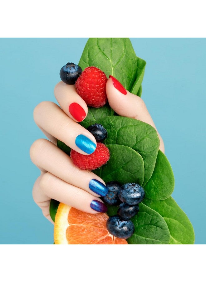 2 Bottles 3 Looks Plantbased Chip Free Nail Lacquer Kit Non Toxic Biosourced Longlasting Strengthening Polish Good Night Blue (Red With Blue Undertones And Blue Shimmer) 2 Pc
