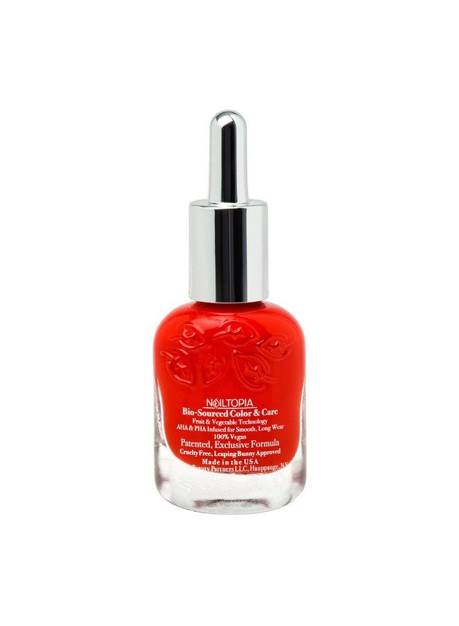 Plantbased Chip Free Nail Lacquer Non Toxic Biosourced Longlasting Strengthening Polish Red Hot Summa (Red With Orange Undertones) 0.41Oz