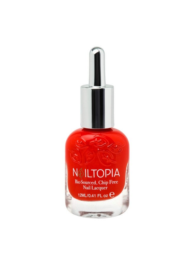 Plantbased Chip Free Nail Lacquer Non Toxic Biosourced Longlasting Strengthening Polish Red Hot Summa (Red With Orange Undertones) 0.41Oz