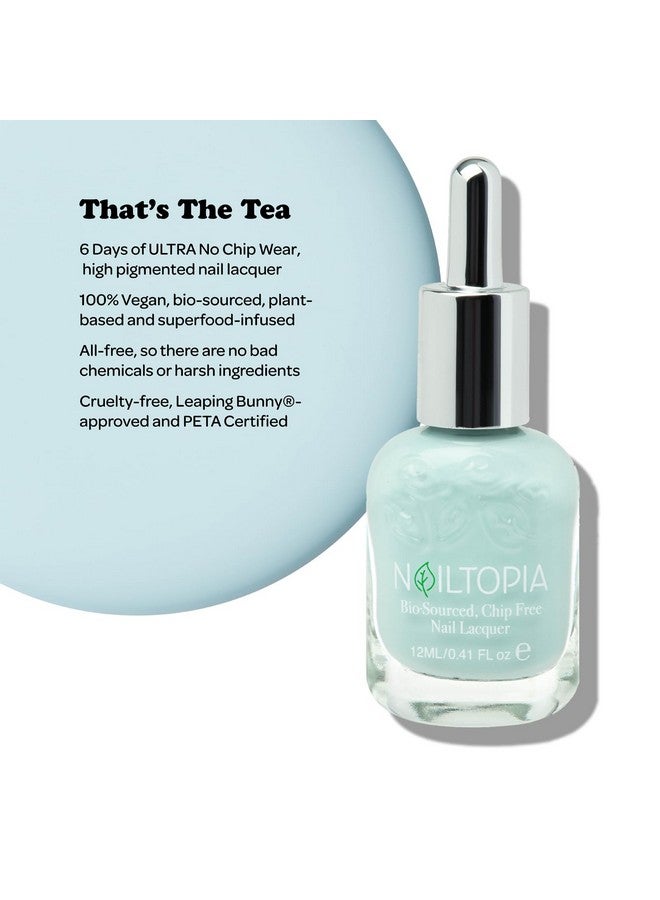 Plantbased Chip Free Nail Lacquer Non Toxic Biosourced Longlasting Strengthening Polish That'S The Tea (Icy Blue) 0.41Oz