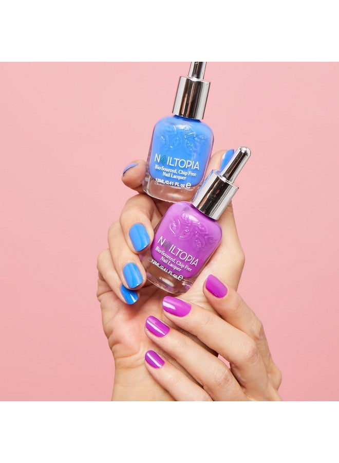 Plantbased Chip Free Nail Lacquer Non Toxic Biosourced Longlasting Strengthening Polish Curve Ball (Bright Purple) 0.41Oz