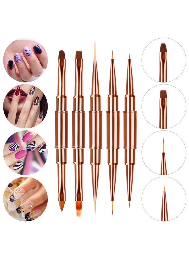 5Pcs Doubleended Acrylic Nail Art Brushes Set Nail Art Liner Brushes 3D Nail Art Decorations Nail Art Tools Super Fine Striper Brush Set For Long Lines Thin Details Fine Drawing