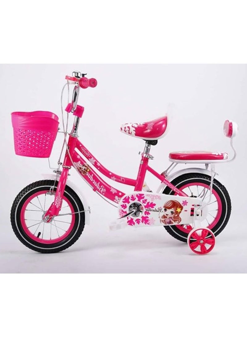 100% Assembled Kids Bicycle with Training Wheels Children Bike with Basket 16 Inch Dark Pink