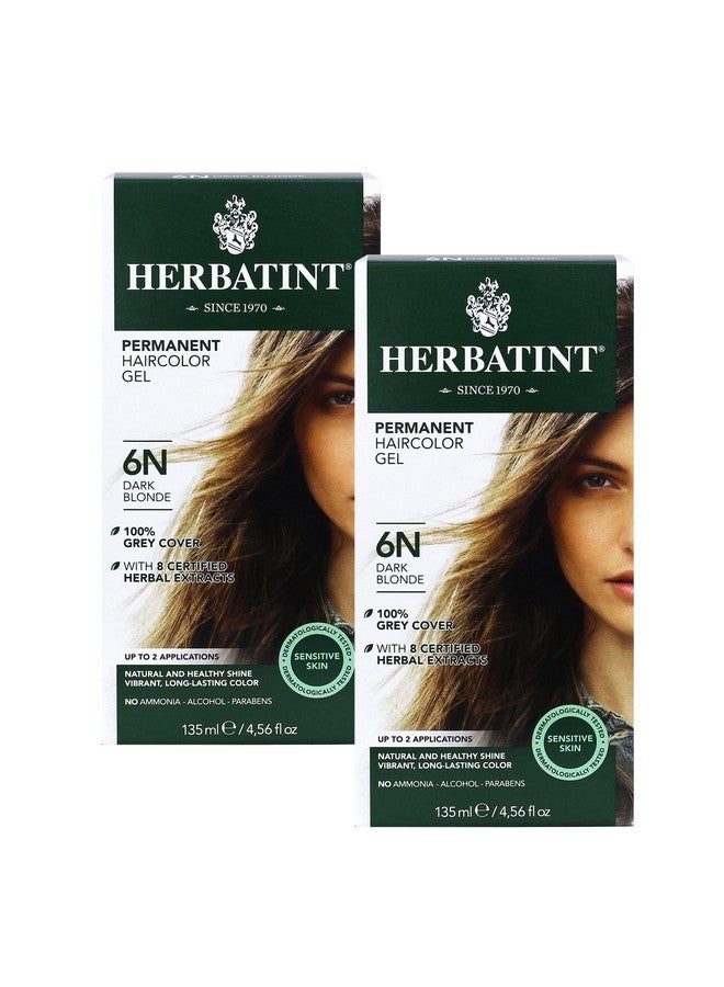 Permanent Haircolor Gel 6N Dark Blonde Alcohol Free Vegan 100% Grey Coverage 2 Pack